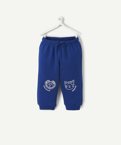 New collection Nouvelle Arbo   C - BABY BOYS' BLUE RECYCLED FIBRE JOGGERS WITH ANIMALS