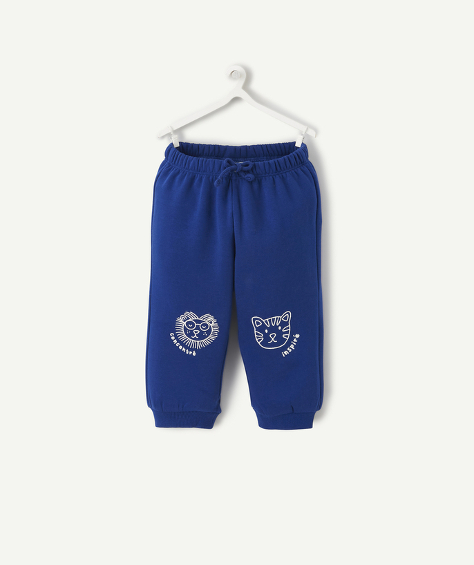 Back to school collection Tao Categories - BABY BOYS' BLUE RECYCLED FIBRE JOGGERS WITH ANIMALS