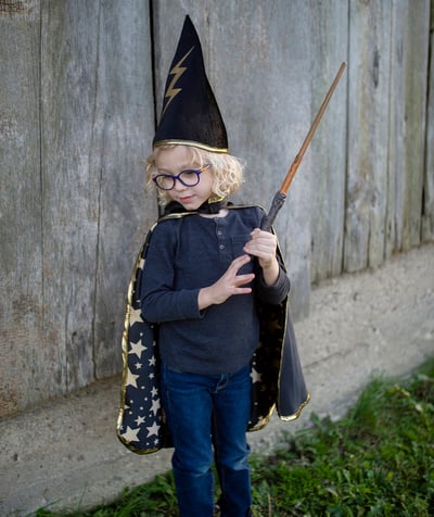Costumes and parties Nouvelle Arbo   C - BLACK AND GOLD REVERSIBLE MAGICIAN'S CAPE AND HAT