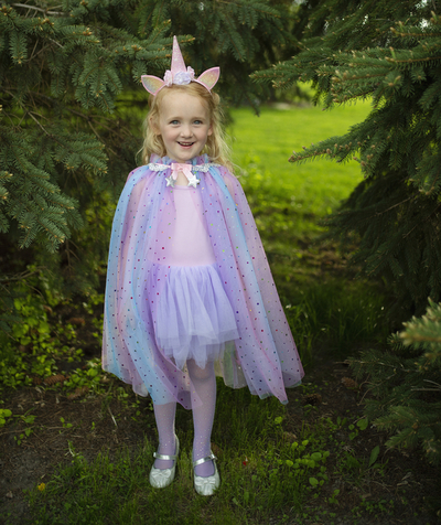 Costumes and parties Nouvelle Arbo   C - GIRLS' RAINBOW UNICORN CAPE WITH A HEADBAND
