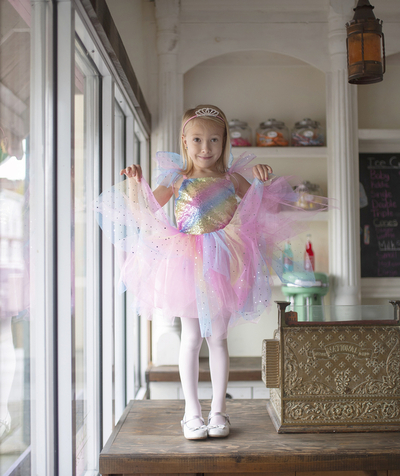 Costumes and parties Nouvelle Arbo   C - RAINBOW FAIRY DRESS WITH WINGS