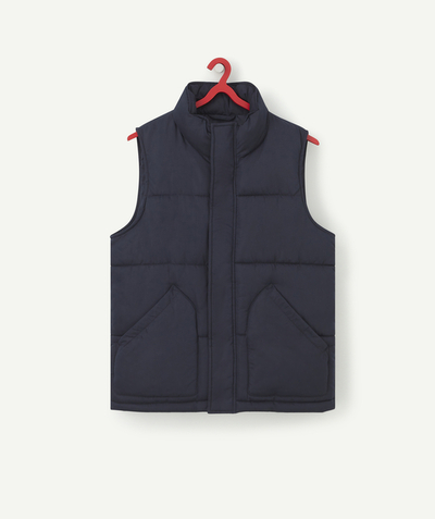 Nice and warm Tao Categories - UNISEX NAVY SLEEVELESS PUFFER JACKET WITH RECYCLED PADDING