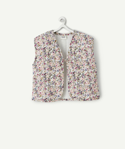 Cardigan Tao Categories - BABY GIRLS' CARDIGAN WITH RECYCLED PADDING AND FLORAL PRINT