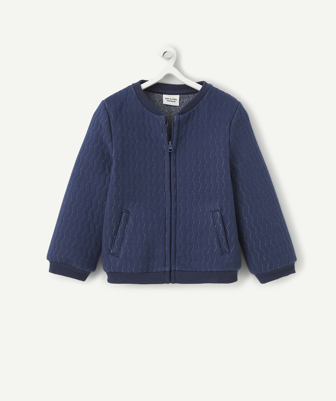 Outlet Tao Categories - BABY GIRLS' NAVY CARDIGAN WITH SILVER THREADS