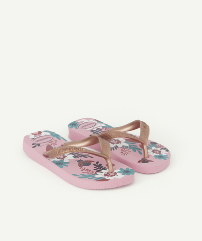 Shoes, booties Nouvelle Arbo   C - GIRLS' PINK FLIP-FLOPS WITH FLOWERS
