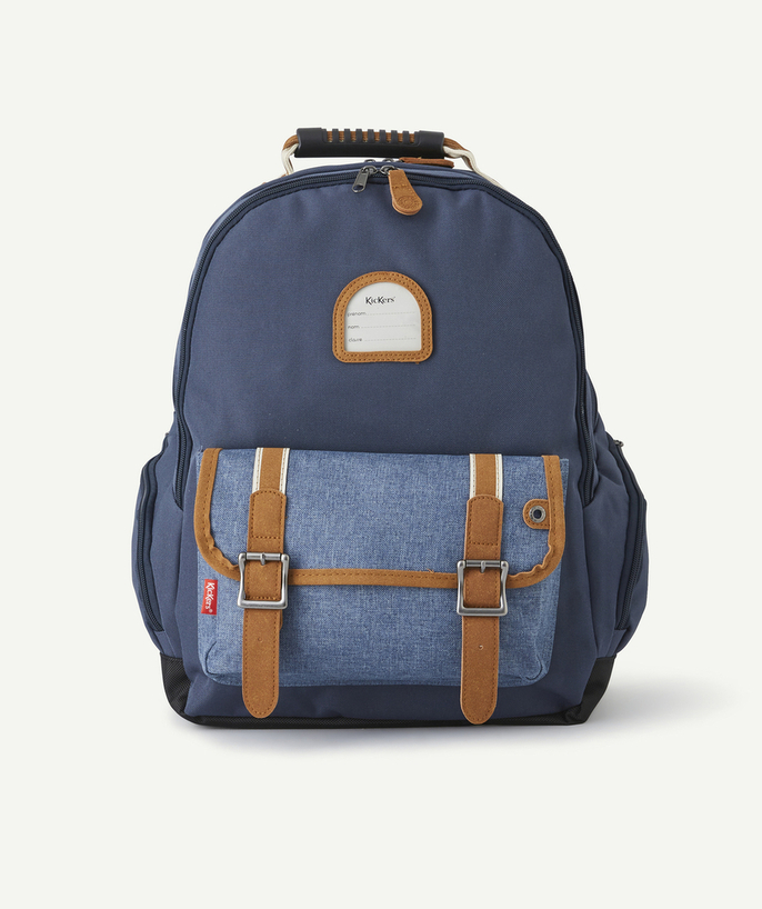 Bag Tao Categories - NAVY BLUE AND BROWN BACKPACK WITH DOUBLE COMPARTMENT