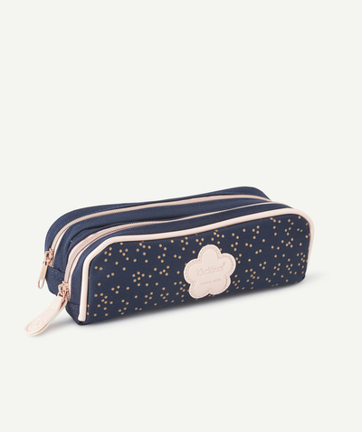 Girl Nouvelle Arbo   C - NAVY BLUE POLKA DOTS AND PINK PENCIL CASE WITH DOUBLE COMPARTMENT