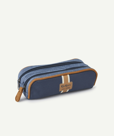 Boy Nouvelle Arbo   C - NAVY BLUE AND BROWN PENCIL CASE WITH DOUBLE COMPARTMENT