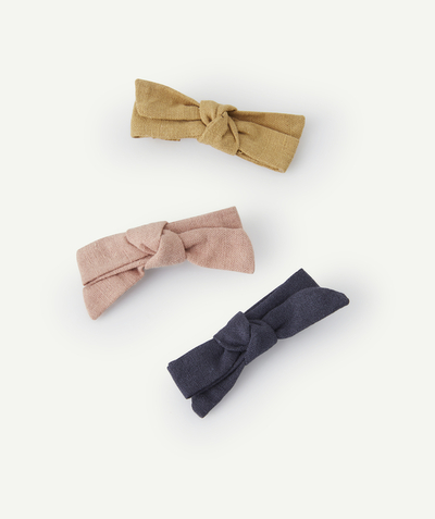 Accessories Nouvelle Arbo   C - SET OF THREE GIRLS' HAIR CLIPS WITH YELLOW, PINK AND GREY BOWS