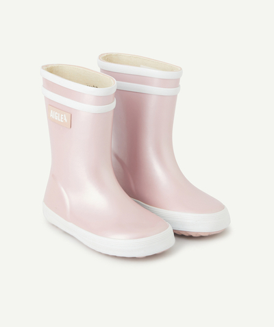 SHOES - BOOTIES Tao Categories - BABY GIRLS' PEARL-COLOURED IRIDESCENT LOLLY BOOTS