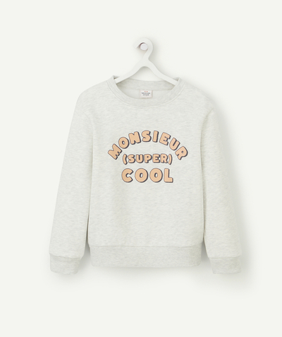 Nice price Nouvelle Arbo   C - BOYS' GREY SWEATSHIRT IN RECYCLED FIBRES WITH AN ORANGE MESSAGE