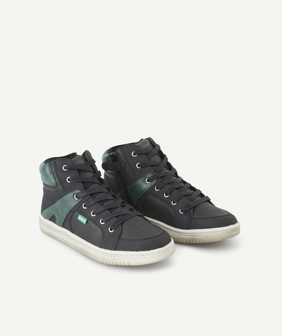 Trainers Nouvelle Arbo   C - BOYS' LOWELL BLACK GREEN HIGH-TOP TRAINERS