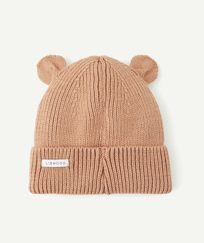 ECODESIGN Nouvelle Arbo   C - GINA BEANIE IN PINK ORGANIC COTTON RIBBED KNIT WITH BEAR EARS