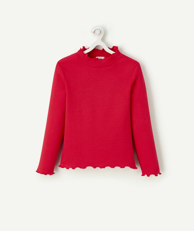 T-shirt - undershirt Nouvelle Arbo   C - GIRLS' RIBBED ROLL NECK JUMPER IN PINK ORGANIC COTTON