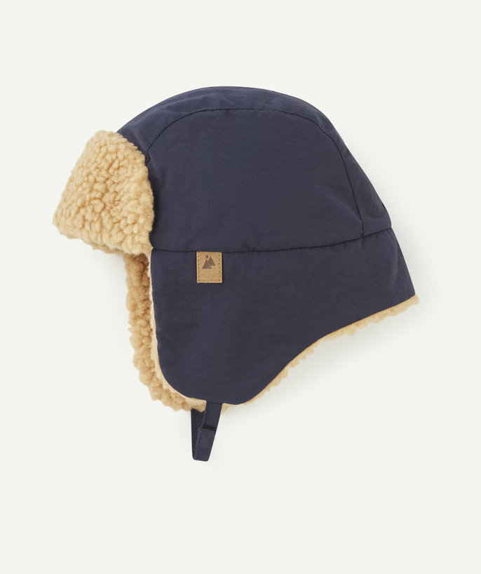 Hats - Caps Tao Categories - BABY BOYS' BLUE AND BEIGE SHERPA CHAPKA