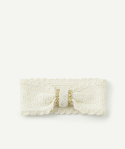 ECODESIGN Nouvelle Arbo   C - BABY GIRLS' CREAM KNIT HAIRBAND WITH GOLDEN DETAILS