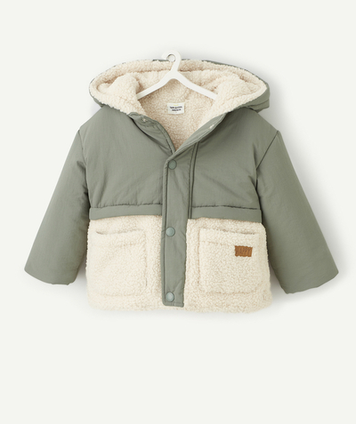 New collection Nouvelle Arbo   C - GREEN HOODED PARKA WITH RECYCLED PADDING FOR BABY BOYS