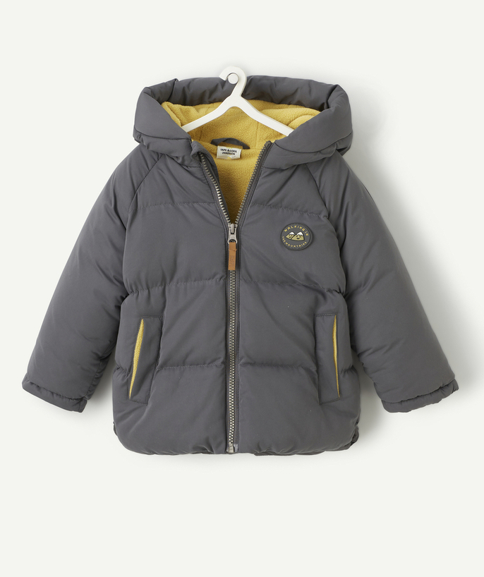 Coat - Padded Jacket - Jacket Tao Categories - GREY AND GREEN PUFFER JACKET WITH RECYCLED PADDING FOR BABY BOYS
