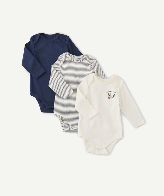 Outlet Tao Categories - PACK OF 3 ORGANIC COTTON RACCOON BODYSUITS