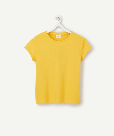 T-shirt - undershirt Tao Categories - GIRLS' YELLOW ORGANIC COTTON T-SHIRT