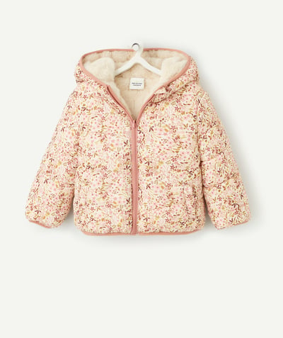 Baby girl Nouvelle Arbo   C - REVERSIBLE PUFFER JACKET WITH RECYCLED PADDING, FLORAL PRINT AND FAUX FUR FOR BABY GIRLS