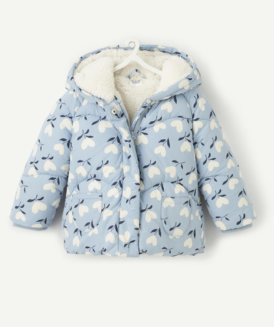 Nice and warm Nouvelle Arbo   C - BLUE HEART PRINT PUFFER JACKET WITH RECYCLED PADDING FOR BABY GIRLS