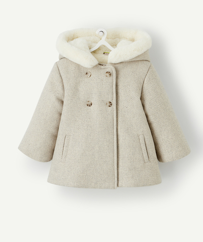 Clothing Nouvelle Arbo   C - BABY GIRLS' BEIGE DUFFLE COAT WITH RECYCLED PADDING