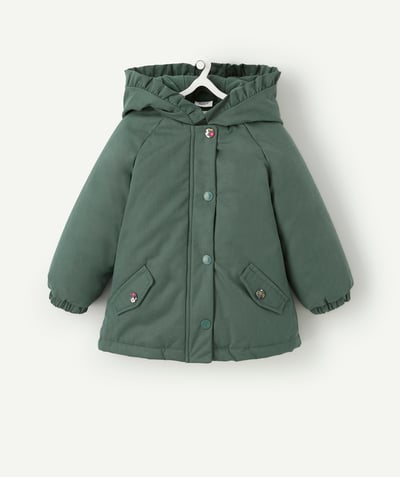 Coat - Padded jacket - Jacket Tao Categories - BABY GIRLS' 3-IN-1 PARKA IN GREEN AND FLORAL RECYCLED PADDING