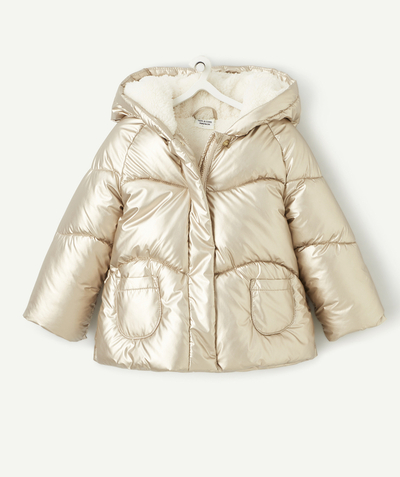 Coat - Padded jacket - Jacket Nouvelle Arbo   C - BABY GIRLS' GOLD-TONE PUFFER JACKET WITH RECYCLED PADDING