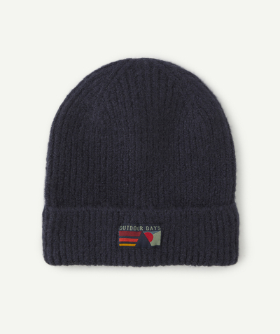 Christmas store Tao Categories - BOYS' NAVY BLUE KNITTED BEANIE IN RECYCLED FIBRES