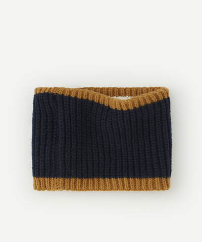 Accessories Nouvelle Arbo   C - BABY BOYS' NAVY AND BROWN RECYCLED FIBRE KNITTED SNOOD
