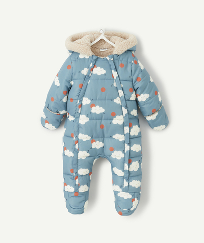 Outlet Tao Categories - BABIES' BLUE ALL-IN-ONE WITH RECYCLED PADDING AND CLOUD PRINT