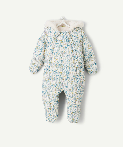 Coat - Padded jacket - Jacket Tao Categories - BABY'S FLORAL PRINT HOODED SNOWSUIT WITH RECYCLED PADDING