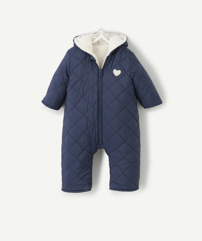 Coat - Padded Jacket - Jacket Tao Categories - BABIES' NAVY ALL-IN-ONE WITH RECYCLED PADDING AND HEART