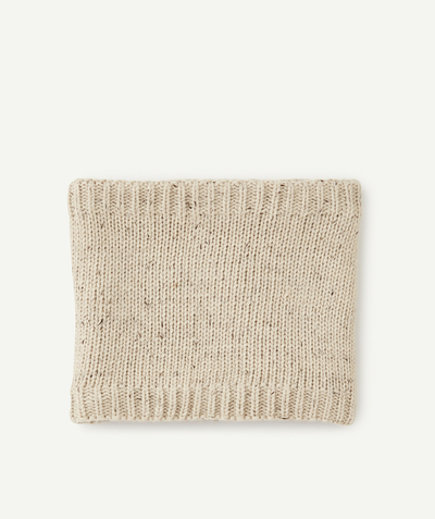 KNITWEAR ACCESSORIES Tao Categories - BOYS' BEIGE KNITTED NECK WARMER IN RECYCLED FIBRES