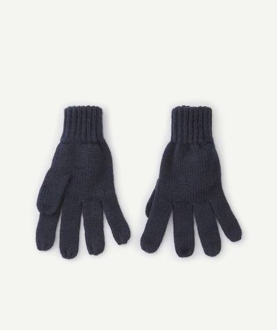 Boy Nouvelle Arbo   C - BOYS' NAVY BLUE KNITTED GLOVES IN RECYCLED FIBRES
