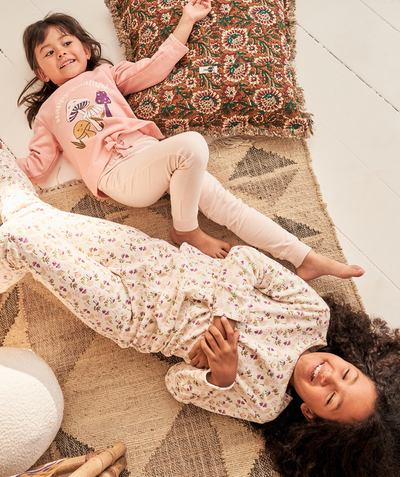 Outlet Nouvelle Arbo   C - GIRLS' PINK ORGANIC COTTON PYJAMAS WITH SLOGAN AND MUSHROOM MOTIFS