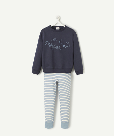 New collection Nouvelle Arbo   C - BOYS' BLUE ORGANIC COTTON PYJAMAS WITH A BE A DREAMER MESSAGE