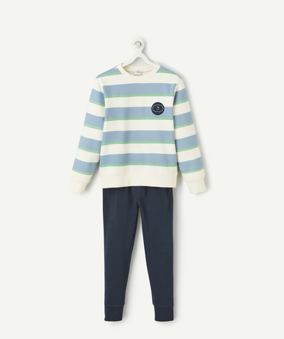 Nightwear, underwear Nouvelle Arbo   C - BOYS' BLUE AND GREEN PYJAMAS WITH AN EMBROIDERED CLOUD PATCH