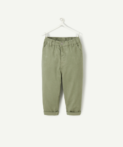New collection Nouvelle Arbo   C - BABY BOYS' RELAXED TROUSERS IN KHAKI LOW IMPACT DENIM