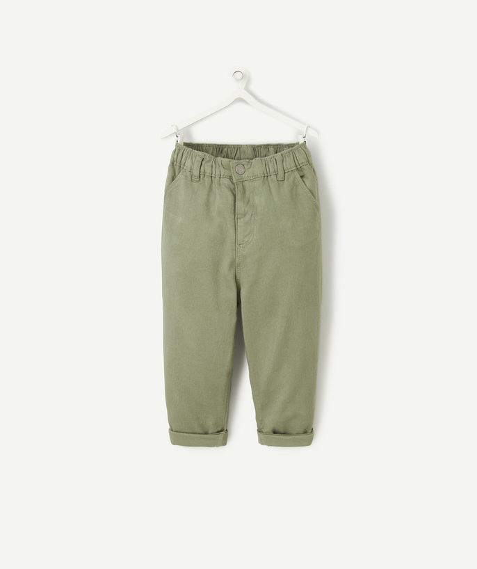 Basics Tao Categories - BABY BOYS' RELAXED TROUSERS IN KHAKI LOW IMPACT DENIM
