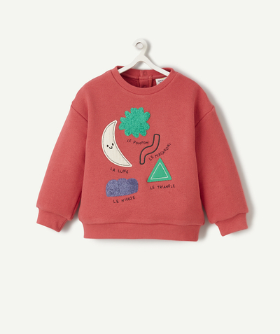 New collection Nouvelle Arbo   C - BABY BOYS' PINK SWEATSHIRT IN RECYCLED FIBRES WITH PATCH