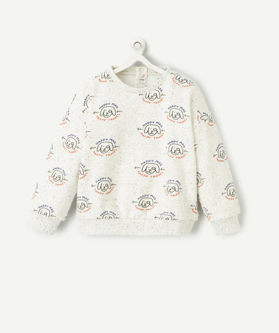 Outlet Tao Categories - BABY BOYS' GREY DOG PRINT SWEATSHIRT IN RECYCLED FIBRES