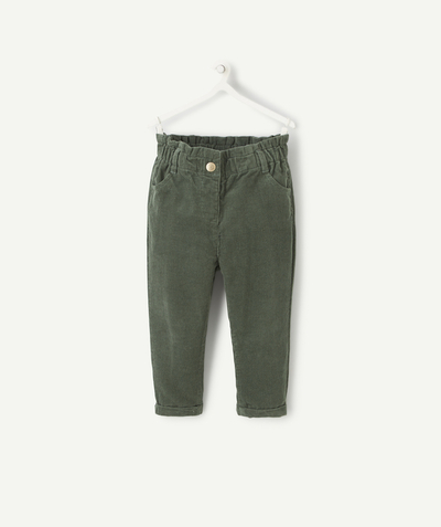 Trousers Nouvelle Arbo   C - BABY GIRLS' GREEN RELAXED-FIT CORDUROY TROUSERS