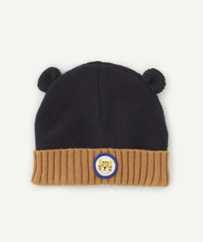 Knitwear accessories Nouvelle Arbo   C - BABY BOYS' NAVY KNITTED HAT WITH PATCH