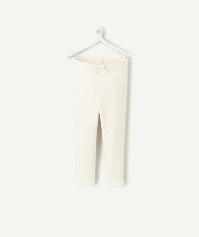 Nice and warm Nouvelle Arbo   C - GIRLS' CREAM MARL RECYCLED FIBRE LEGGINGS WITH BOW