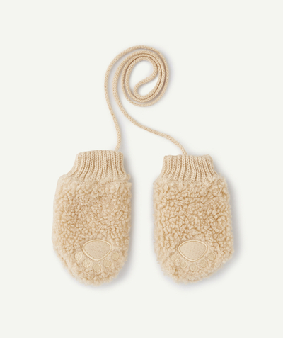 Accessories Nouvelle Arbo   C - BABY BOYS' BEIGE SHERPA MITTENS