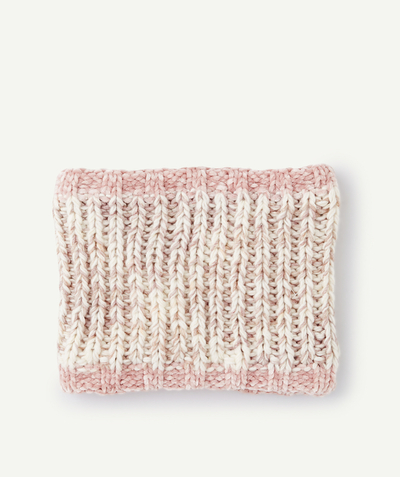 Knitwear accessories Nouvelle Arbo   C - GIRLS' PALE PINK AND WHITE NECK WARMER WITH FLEECE LINING