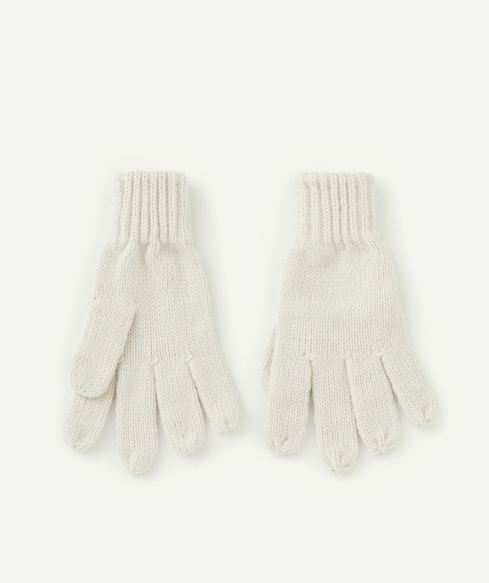 Knitwear accessories Tao Categories - PAIR OF GIRLS' GLOVES IN CREAM RECYCLED FIBRES