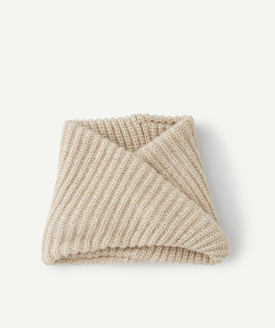 Christmas store Nouvelle Arbo   C - GIRLS' KNITTED NECK WARMER IN BEIGE AND GOLD-TONE RECYCLED FIBRES